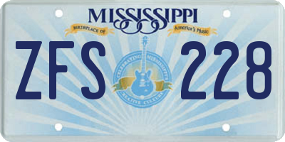 MS license plate ZFS228