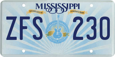 MS license plate ZFS230