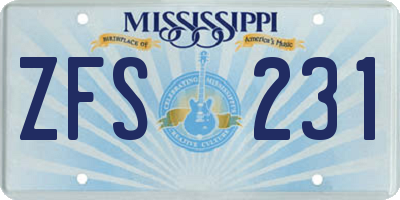 MS license plate ZFS231