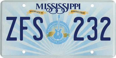 MS license plate ZFS232