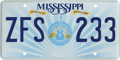 MS license plate ZFS233