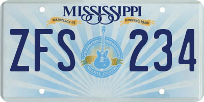MS license plate ZFS234