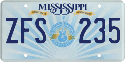 MS license plate ZFS235