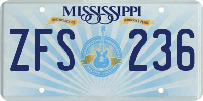 MS license plate ZFS236