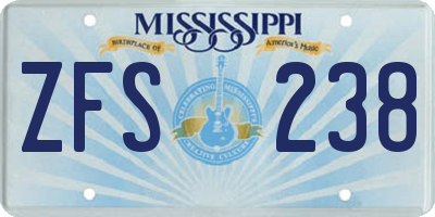 MS license plate ZFS238