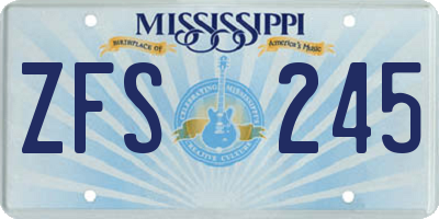 MS license plate ZFS245