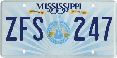 MS license plate ZFS247