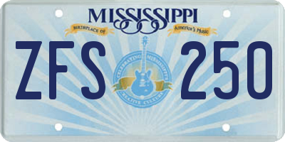 MS license plate ZFS250