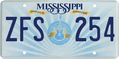 MS license plate ZFS254
