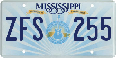 MS license plate ZFS255