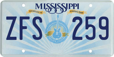MS license plate ZFS259