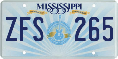 MS license plate ZFS265