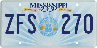 MS license plate ZFS270
