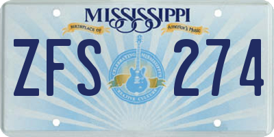 MS license plate ZFS274