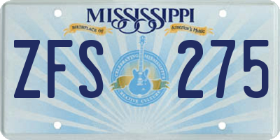 MS license plate ZFS275