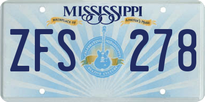 MS license plate ZFS278