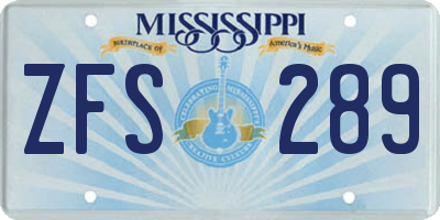 MS license plate ZFS289