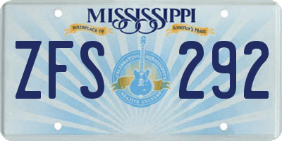 MS license plate ZFS292