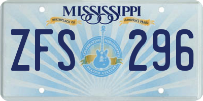 MS license plate ZFS296