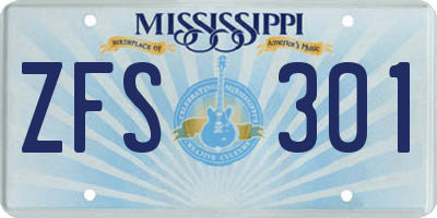MS license plate ZFS301