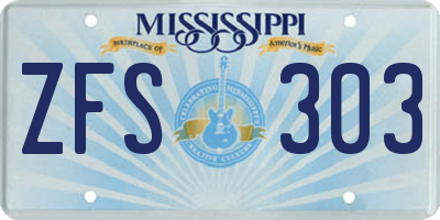 MS license plate ZFS303