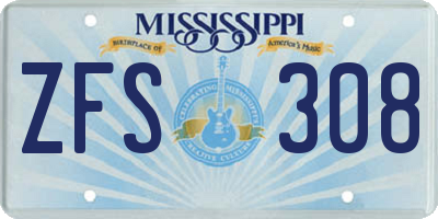 MS license plate ZFS308