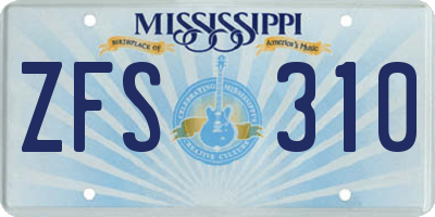 MS license plate ZFS310
