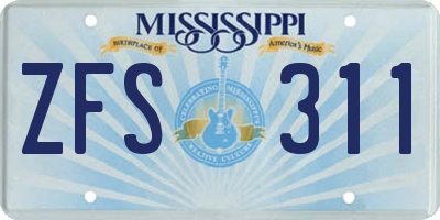 MS license plate ZFS311