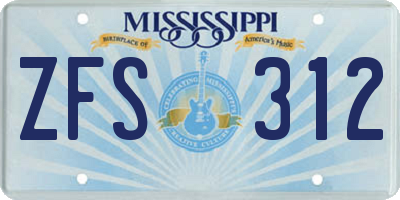 MS license plate ZFS312