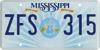 MS license plate ZFS315
