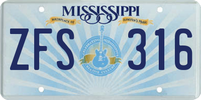 MS license plate ZFS316