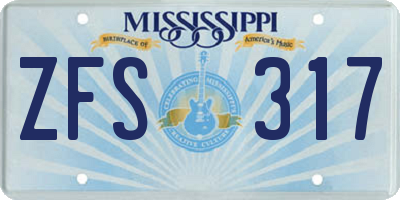 MS license plate ZFS317