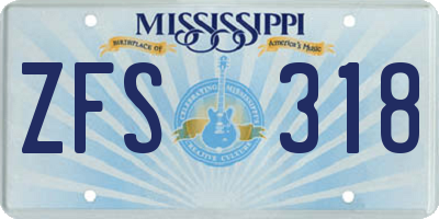 MS license plate ZFS318