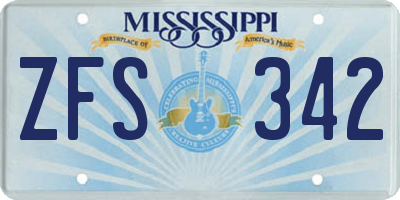 MS license plate ZFS342