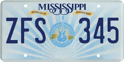 MS license plate ZFS345