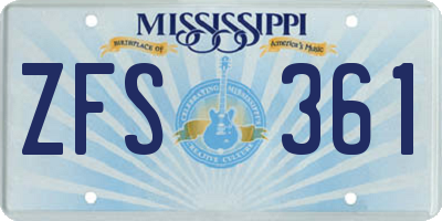 MS license plate ZFS361