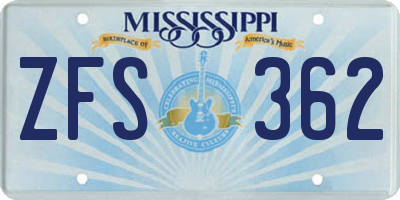 MS license plate ZFS362