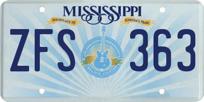 MS license plate ZFS363