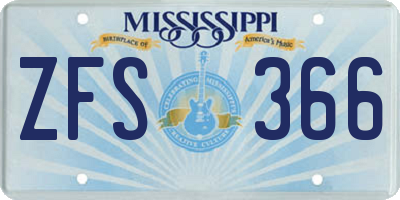 MS license plate ZFS366