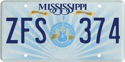 MS license plate ZFS374