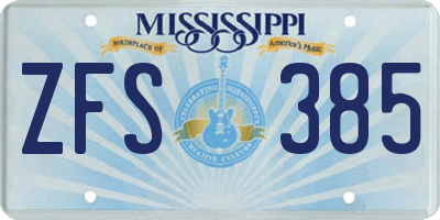 MS license plate ZFS385