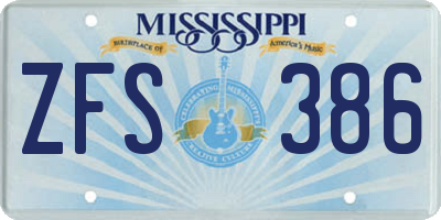 MS license plate ZFS386