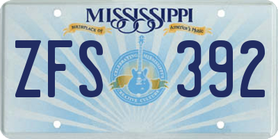 MS license plate ZFS392