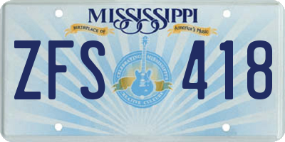 MS license plate ZFS418