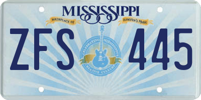 MS license plate ZFS445