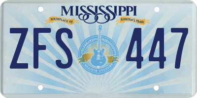 MS license plate ZFS447