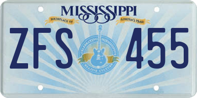 MS license plate ZFS455