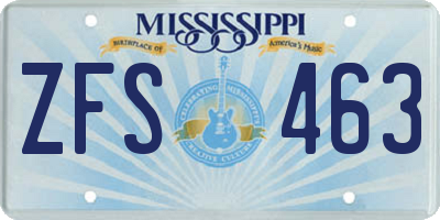 MS license plate ZFS463