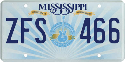 MS license plate ZFS466
