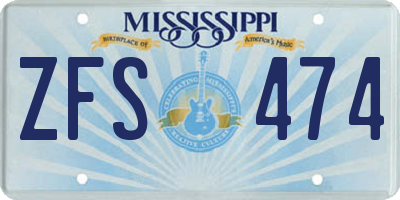 MS license plate ZFS474